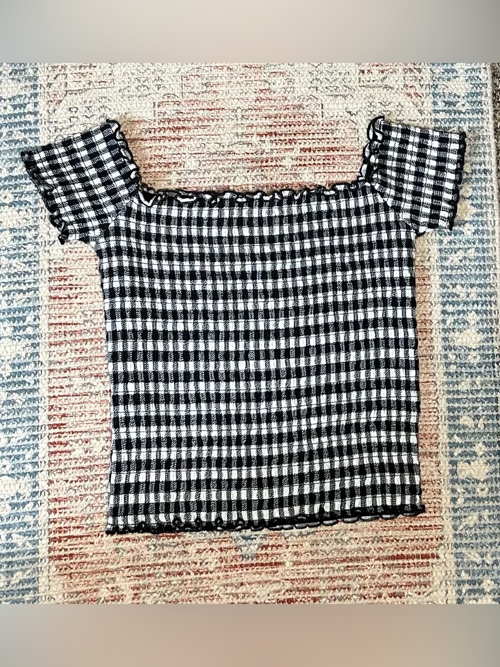 🧺HOLLISTER Cottagecore Checked Gingham Cotton Blend Crop Top - Small - Picture 3 of 4